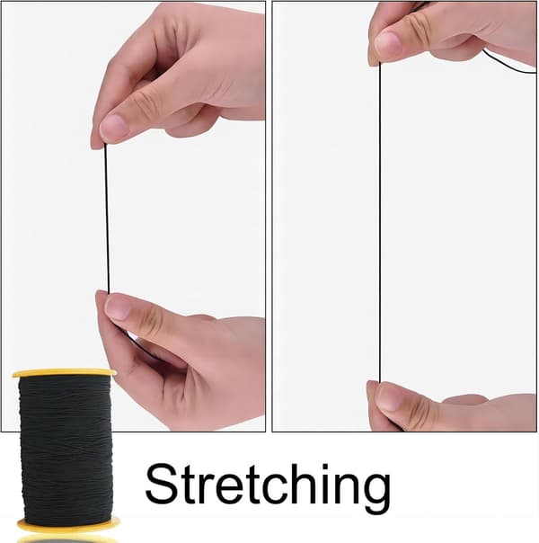 Sort elastisk tråd til syning, 350 yards rynkeelastik til syning, elastisk tråd til syning, kjolesyning, håndarbejde, strikning, smykker
