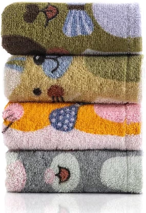 4-pack tecknad katt handduk set, fingertoppsbadhanddukar kompatibla för hemmet