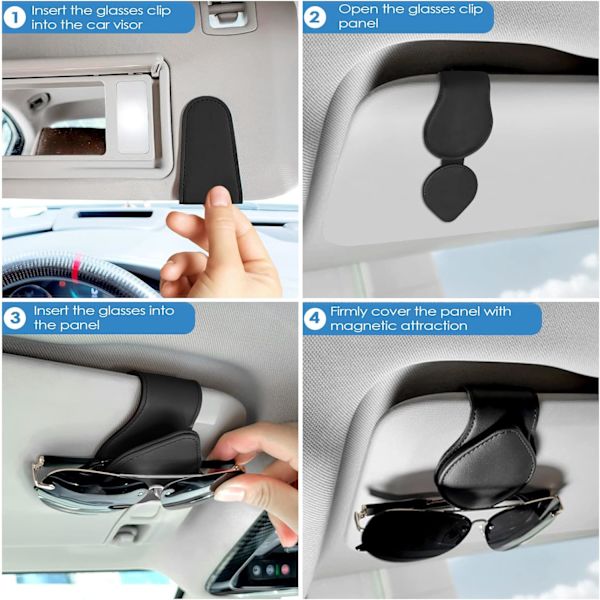 2 kpl lasitelineet autoon, magneettiset nahkaiset silmälasitelineet