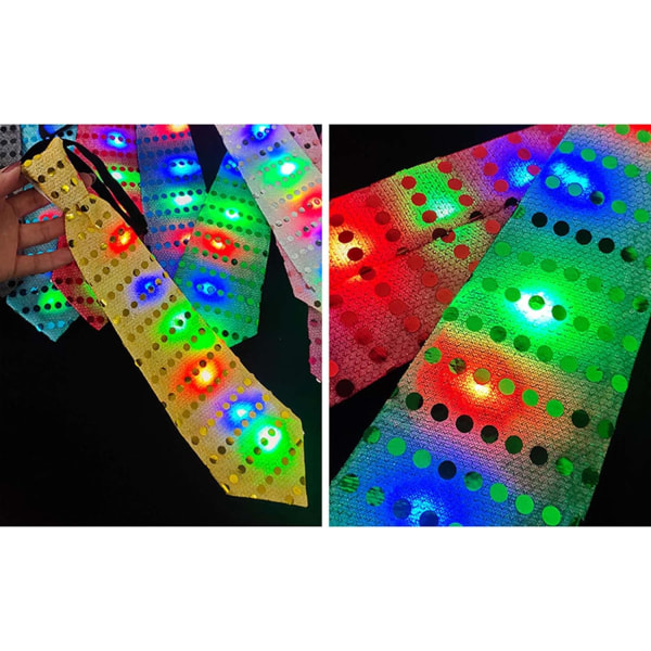 10 stk/sett Led Slips med Lysende Slips Glow Slips Blinkende Slips Pre-bundet Slips Sequin Slips Pre-bundet Slips Tilfeldig Farge