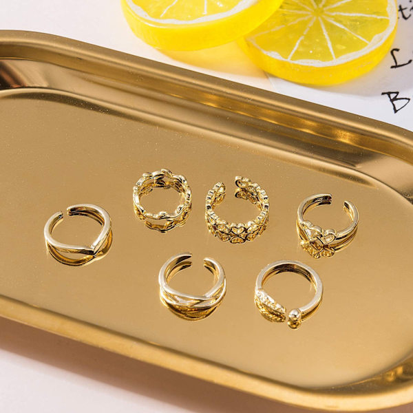 12 stk. guld justerbare ringe sæt justerbar fingerring strand smykker G