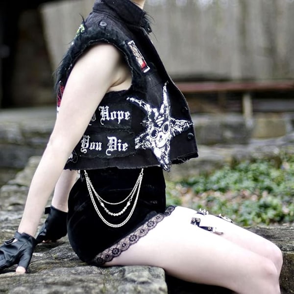 Byxkedja för män kvinnor, Biker Dödskalle Kedja Plånbok, för Hip Hop Rock Jean Gothic