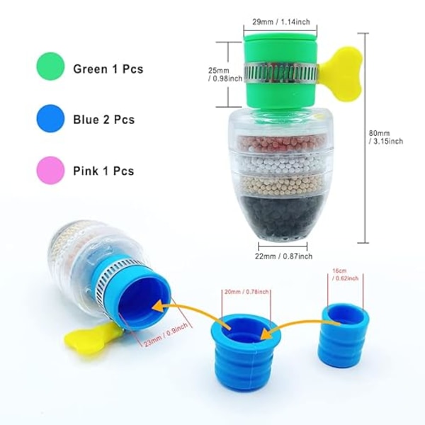 Multi-Layer Fine Filter Kranfilter-4 st Aktivt Kol Vattenfilter
