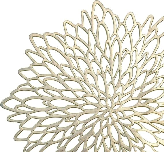 5-pack pressade vinylmetalliska placemats/bröllopsaccent mittpunkt