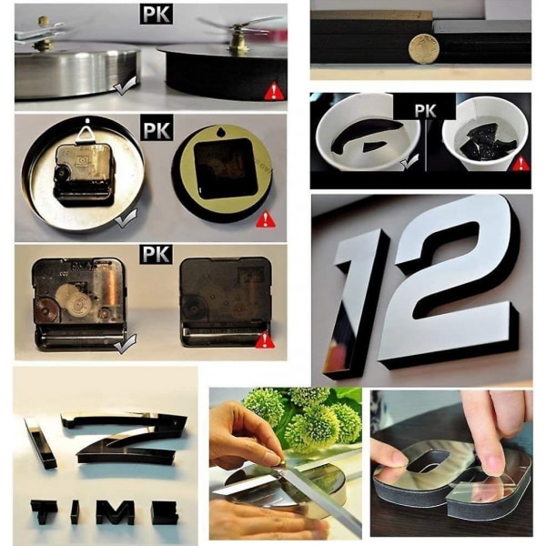 Rammeløs 3d Moderne Klokke Stor Diy Veggklokke 3d Klokker Timer Diy Hjem De