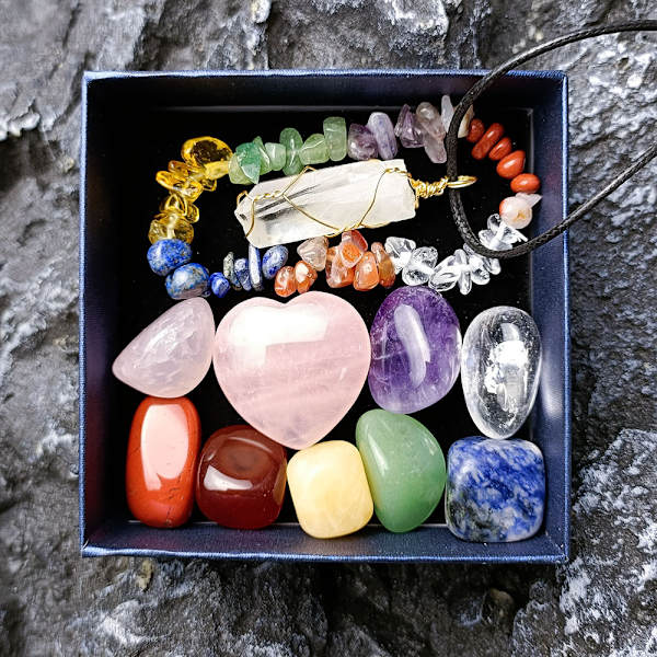 Helbredende krystaller sett edelstener gaver nybegynnere chakra steiner åndelig