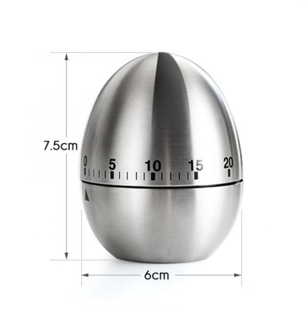 Egg Kjøkken Timer Mekanisk Roterende Alarm Rustfritt Stål 60 Minutters Timer for Matlaging