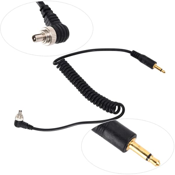 Kamera Blitskabel 2 Universal 3.5mm til Hann Blitskabel, Spiral PC Synkroniseringskabel