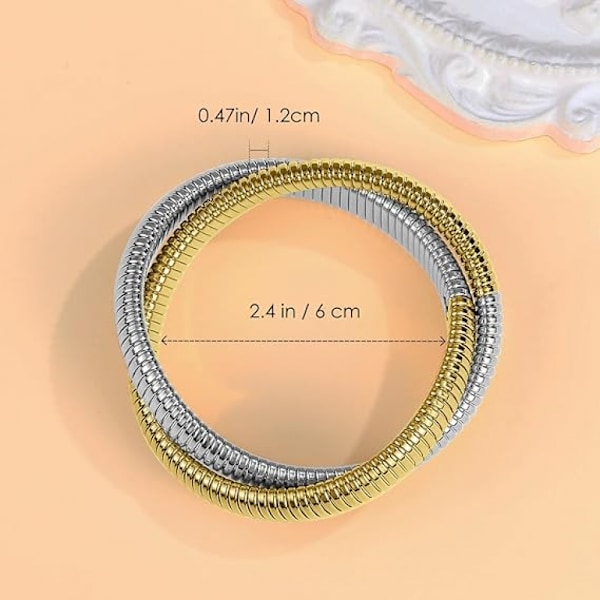 Armband i rostfritt stål, stapelbart armbandset för kvinnor, lagerarmband med stretch, utsökta handsmycken för festkvällsbröllop