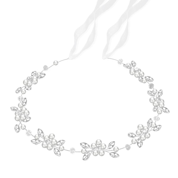 Sølvfarget bryllupshårbøyle for jenter, Prinsesse Krystall Perle Hårtilbehør for Bursdag, Fest, Første Kommunion, Bryllup