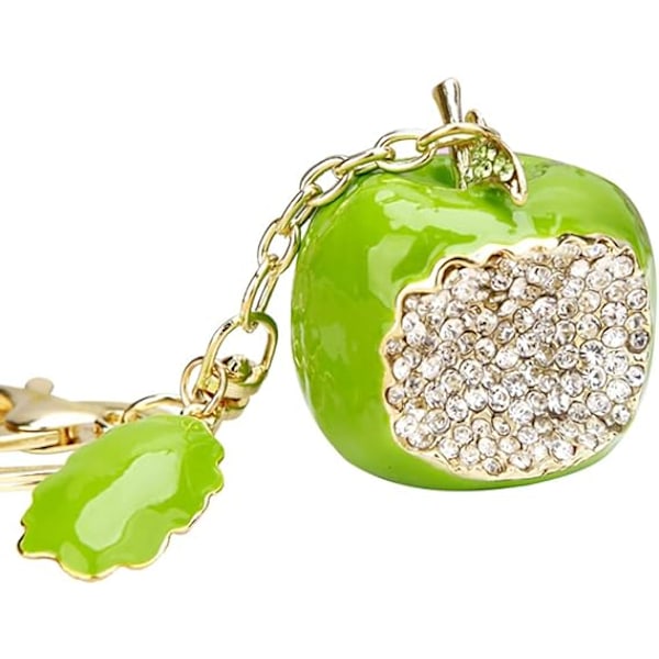 Sød Æbleform Metal Nøglering Kvast Charms Nøgleringe Taske Håndtaske Mobiltelefon Bilnøgle Vedhæng Kreativt Ornament (Grøn)