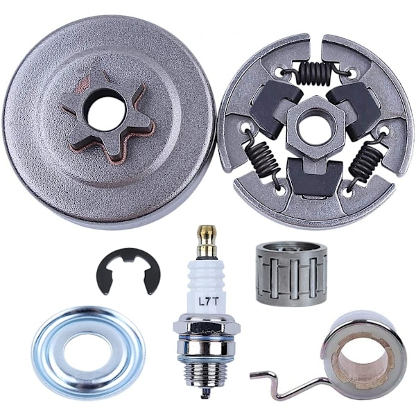 3/8\" Kytkinketjupyöräsarja Stihl 017 018 MS170 MS180 021 023 025 MS210 MS230 MS250 -sahoihin, ADEFOL Ketjupyörä + Kytkinkupu + Laakeri + Kierukkavaihde + Aluslevy +