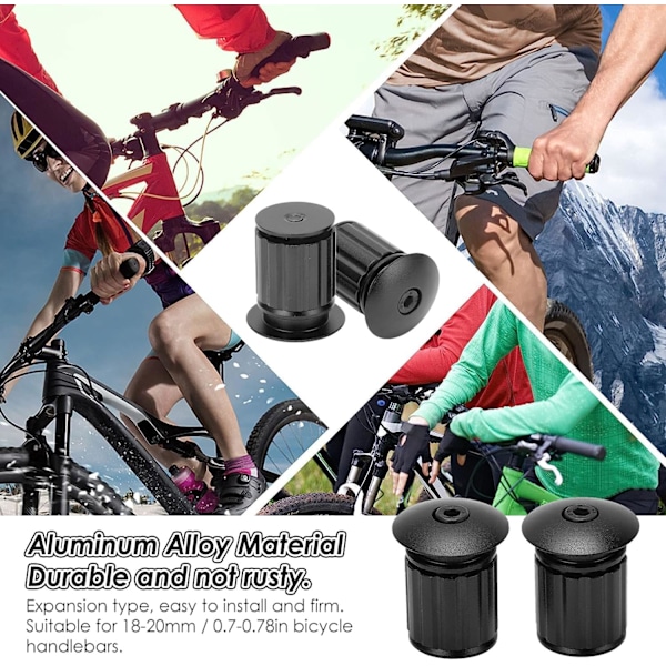 Par Sykkelstyre Endestykker, Justerbare Aluminiumlegering Styrendestykker for 18-20mm Landeveissykkel BMX MTB Styret (Svart)