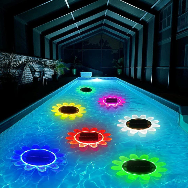 2 st Swimmingpool Solcellslampa - 8 Färger RGB Utomhus Dekorationsljus med Fjärrkontroll