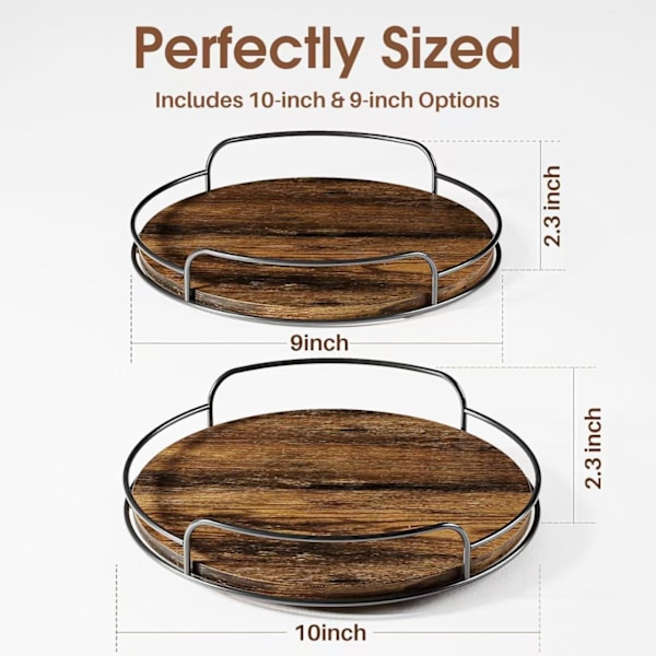 Lazy Susan Drejeskive - Holdbart Træ 360° Rotation - Stor Lazy Susan Organizer - Skridsikker Base - Køkkenopbevaring