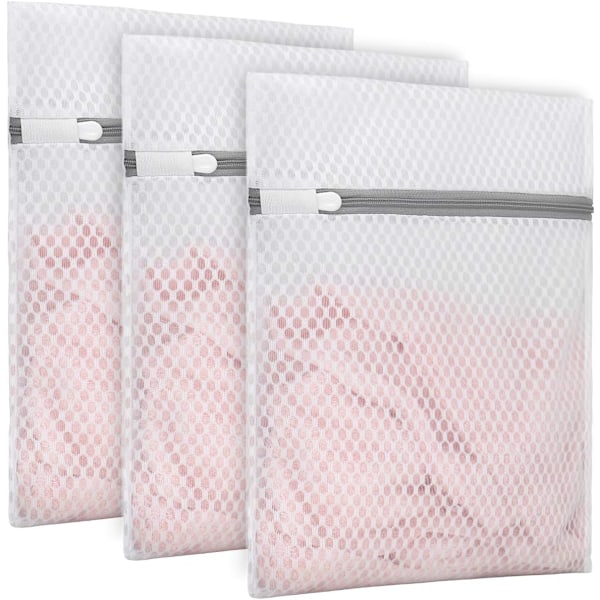 3 stk. Slitesterke vaskeposer i honeycomb-nett for finvask, 23 x 30 cm (3 små)