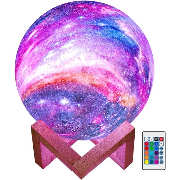 Månelampe Galaxy Lampe 5,9 tommer 16 farger LED 3D Månelys, Fjernkontroll og berøringskontroll Månenattlys Gaver til jenter gutter barn kvinner bursdag