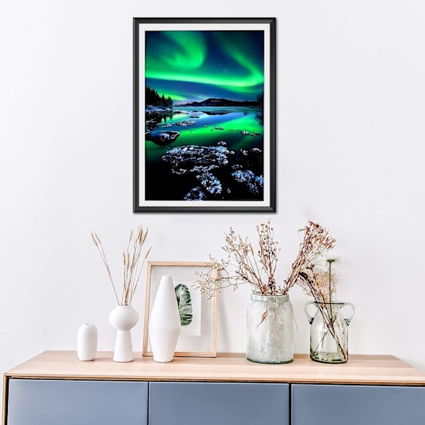 5D DIY Diamant Kunst Sæt Landskab, Aurora Diamanter Prikker, Nordlys Maleri Ædelsten Kunst Sæt til Hjem Vægdekoration og Gave 30x40cm