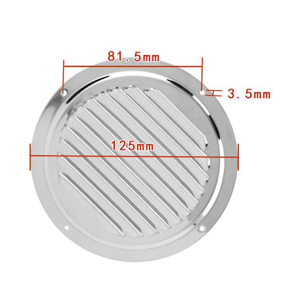 Sæt med 2 runde ventilationsriste, 316 rustfrit stål, diameter 12,4 cm