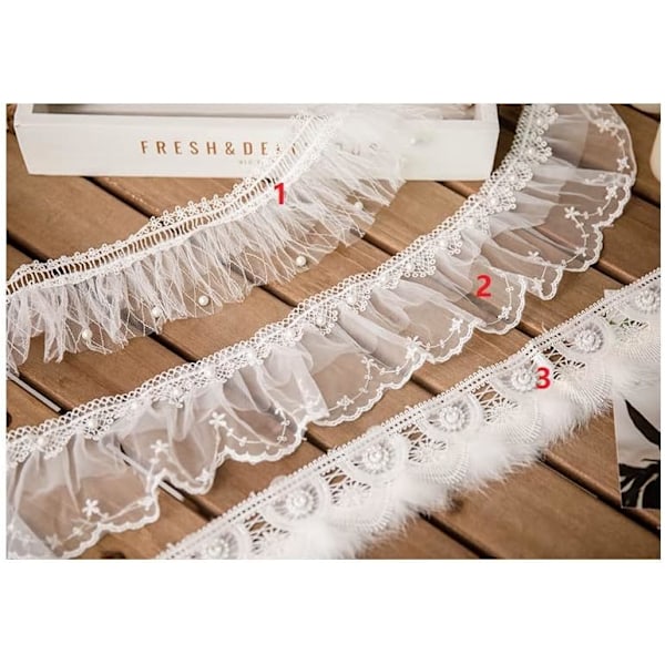 3 kpl 1 jaardia (91 cm) organza-pitsikoriste, plisseerattu tyllipitsi kangas, plisseerattu