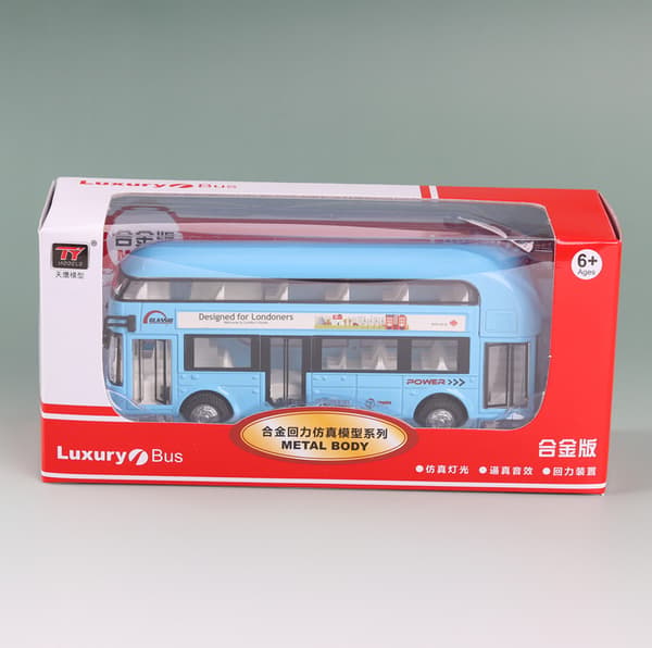 Kid Metal Diecast Bilar Leksaker Pull Back 1:43 Dubbeldäckare London Buss Till