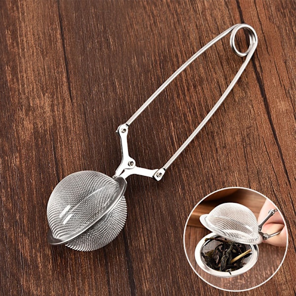 Te-kugle, 5 stk. te-tænger i rustfrit stål, kugleformet te-infuser, finmasket si-tang, te-infuser, til løs te og krydderier Ø