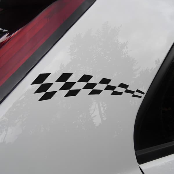 2 stk. Sort og Hvid Ternet Flag Bilsticker Dekal, Sort