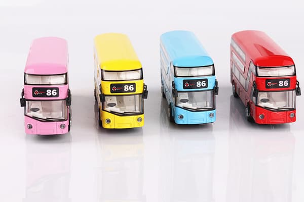 Kid Metal Diecast Bilar Leksaker Pull Back 1:43 Dubbeldäckare London Buss Till