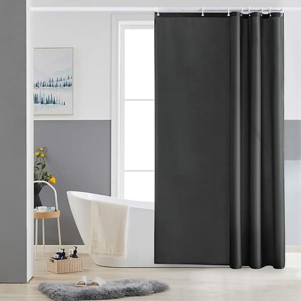 Tvättbart Duschdraperi Vattentätt Tyg Mörkgrått Baddraperi Anti-Mögel Polyester Textil 120x200cm