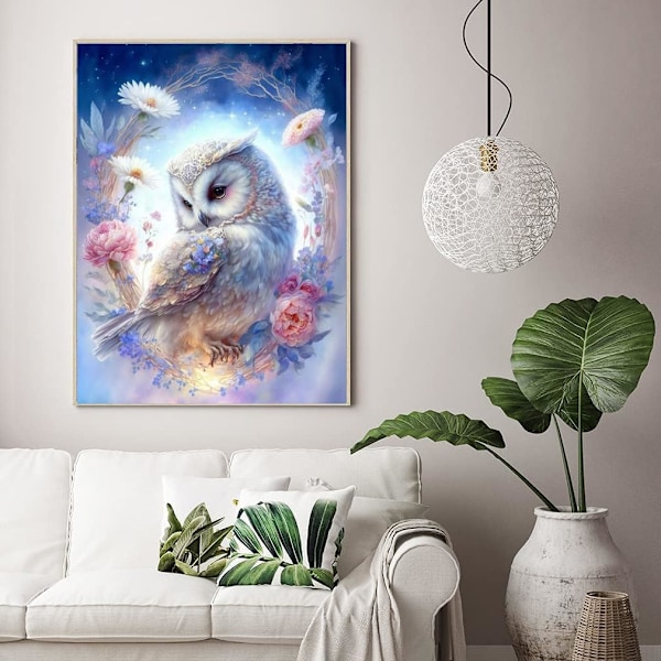 Pöllö 5D DIY Timanttitaidesarjat Täysi pora Timanttipisteet Lahjaksi Seinäkoristeeksi ja Rentoutumiseen Jalokivitaiteet 30x40 cm