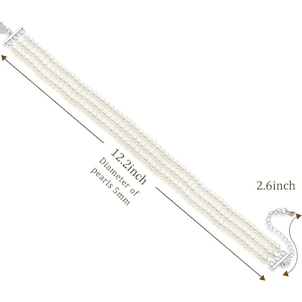 Rundt imitert perle choker halskjede Multi Strands Choker 20s Flapper