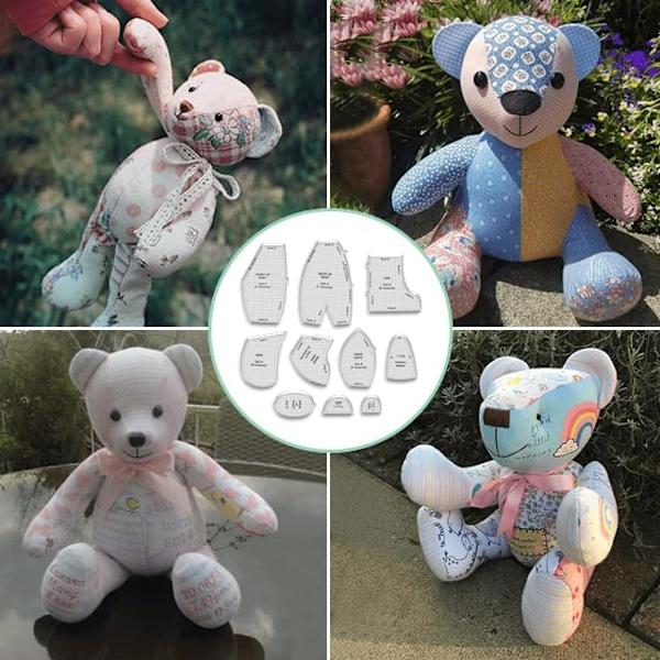 Memory Bear Template Linjal Set(10 PCS), 10 PCS Memory Bear Template R