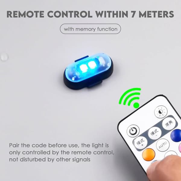 2 stk. motorsykkel-strobelys, USB-C flyblinklys