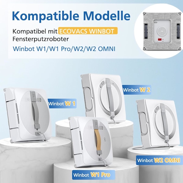 Rengöringsdynor, Tvättbar Mikrofiberduk, för Ecovacs Winbot W1 / W1 Pro / W2 / W2 Omni Fönsterputsarrobotar - För Fönsterputsning Ro