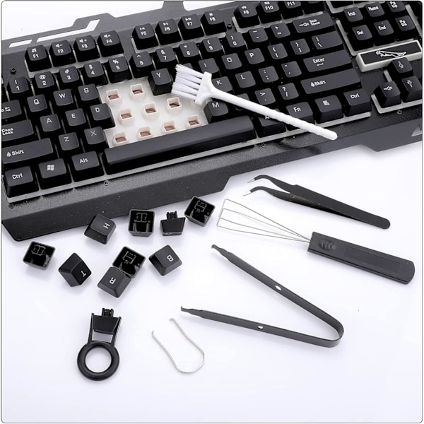 Keycap Fjernelsesværktøj Sæt - Keyboard Aftrækker - Switch Fjernelsesværktøj med Keycaps - Pincet - Rengøringsbørste til Mekanisk Keyboard