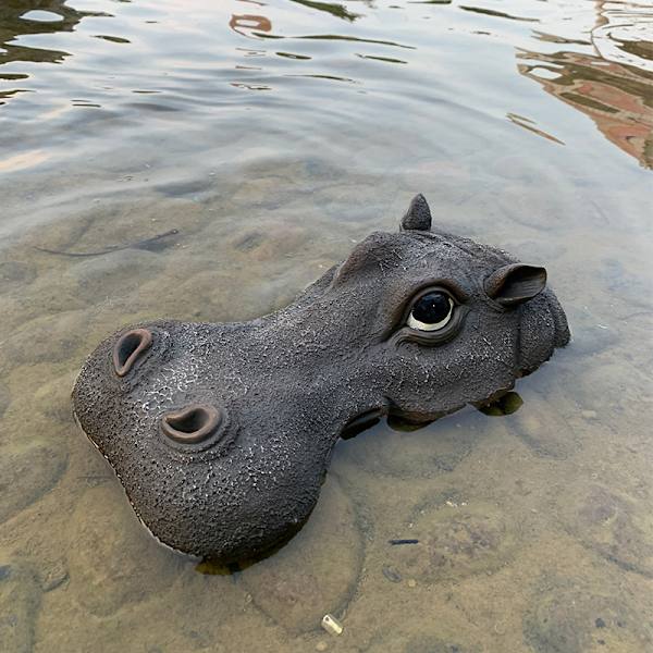 Harpiks Flydende Flodhest Hoved Lokkemad Gård Flodhest Pool Flyder Dekoration Grå
