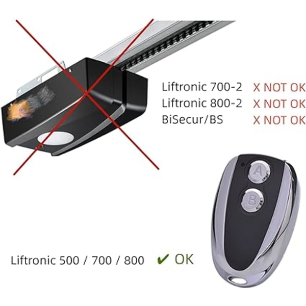 Kaukosäädin yhteensopiva Hörmann Ecostar RSE 2 RSC 2 433.92Mhz 2kpl (B