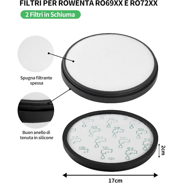 Filterpakke RO72xx for Rowenta X-Trem Power Cyclonic RO7212EA RO7236EA RO7262EA RO7260EA Støvsugerfilter for Rowenta Silence Force Cyclonic ZR