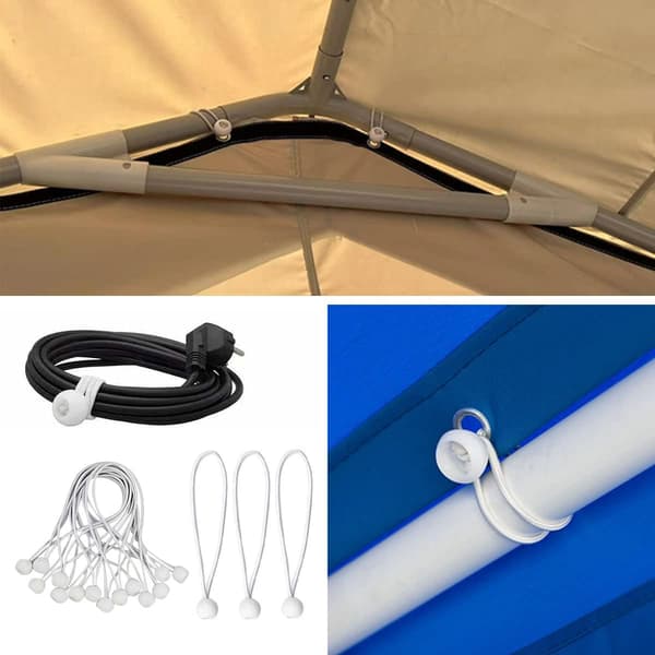 Presenningsträckare, 30 stycken Elastisk Presenningsträckare för Elastiska Krokar med Plastkula, Tältgummistroppar för Presenningar, Vit Elastisk Snodd