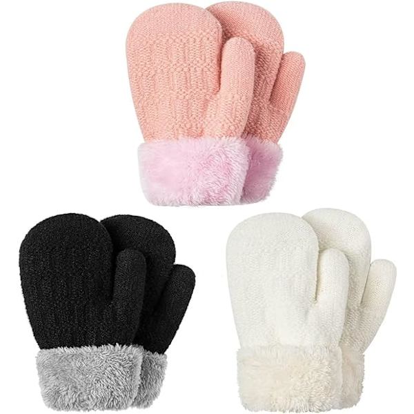 3 Par Vintervantar Handskar Mössa Set Kompatibla Barn Baby Småbarn Chil