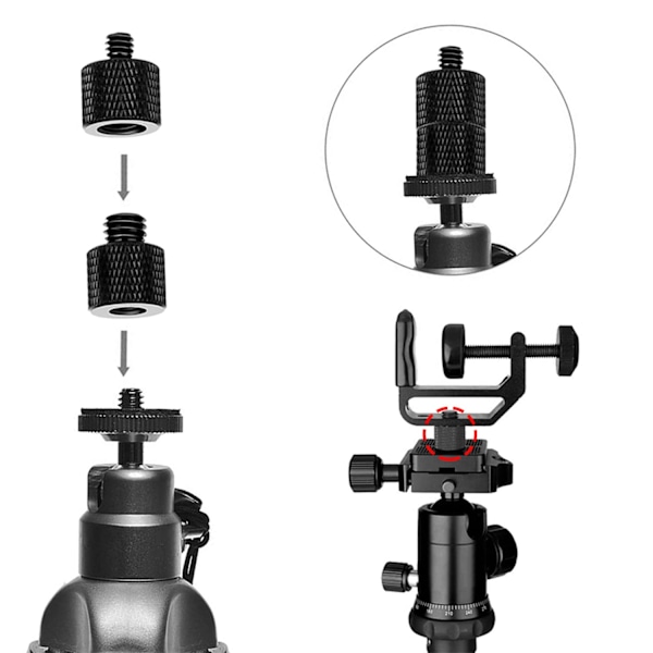 Kameraskrueadaptersett, 1/4\" hann til 3/8\" hunn og 3/8\" hann til 1/4\" hunn gjengeadapter for kameramonitor, mikrofontrebein, stativ