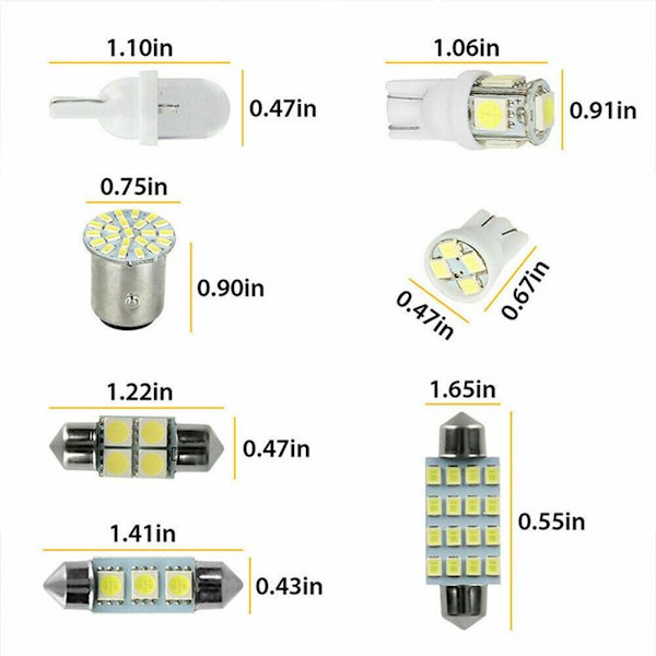 42 PCS LED-lys til bil, innvendig mini-pæresett, tilbehør til bilens bagasjerom, skiltlys
