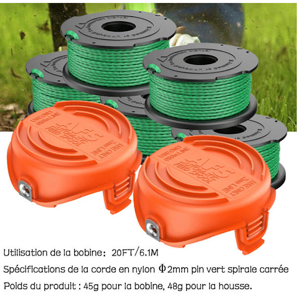 4 vihreän linjakelan sarja Black & Decker GL7033 GL8033 GL9035 A6482 ruohonleikkuriin (4 linjakelaa + 1 kelan kansi)