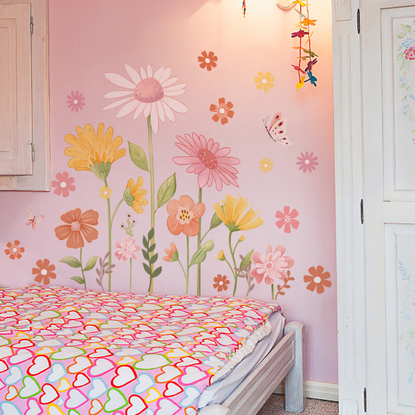 Blomster Vinyl Veggklistremerker for Stue Spisestue Soverom Veggdekor