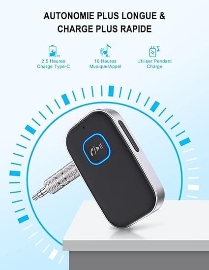 Bluetooth 5.3 Bilmottagare, Bluetooth Billadapter 3,5 mm AUX-uttag med Wirel