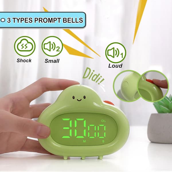 Tecknad LED-timer kompatibel med barn, digital kökstimer med stor LED-display