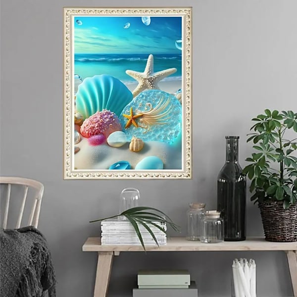 DIY 5D Diamantmålning Kit Havssnäcka för Vuxna Nybörjare, Sjöstjärnemålningar med Diamanter Hem Väggdekor Gåva (30x40cm/11.8X15.7tum)