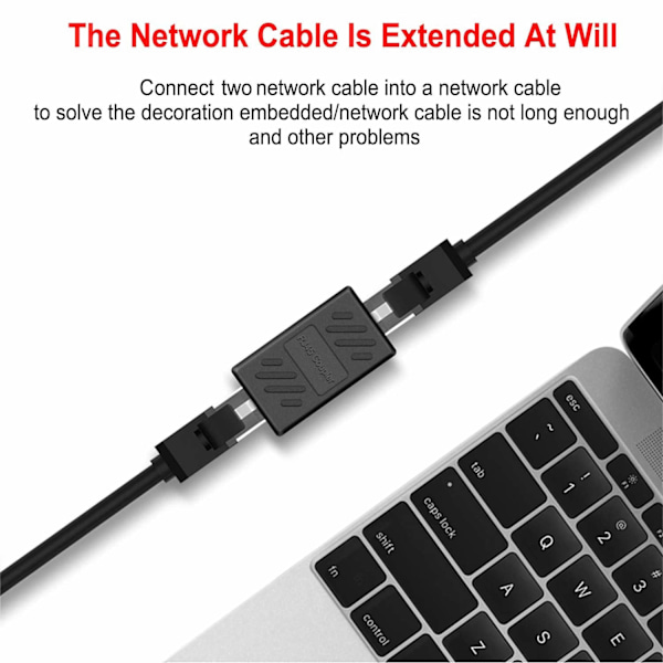 RJ45-kobling, netværkskobling, Ethernet-stik, afskærmet inline-kobling til Cat7/Cat6/Cat5e/Cat5 Ethernet-kabelforlængelsesstik - hun