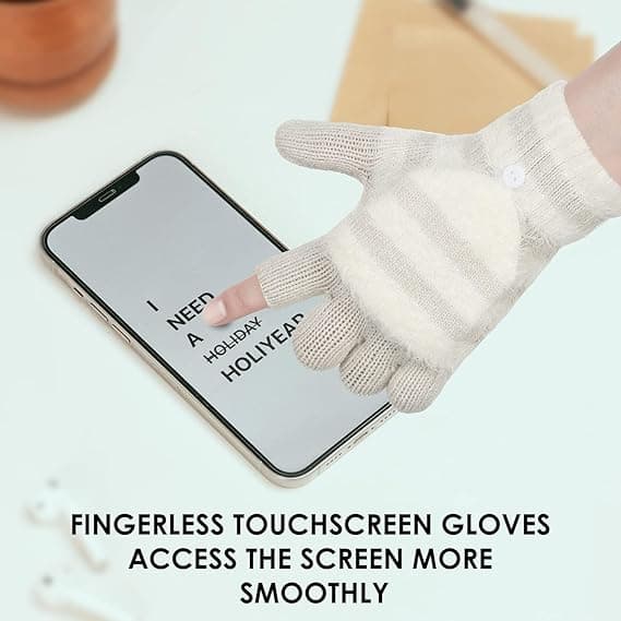 Vinter Fingerløse Handsker kompatible Kvinder, Varme Konvertible Clamshell Vante