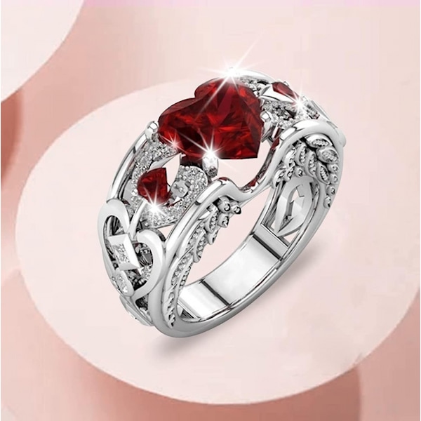 Semi Colon Rostfritt Stål Ring Hjärtformad Diamant Zirkon Kvinnor Mode Tr